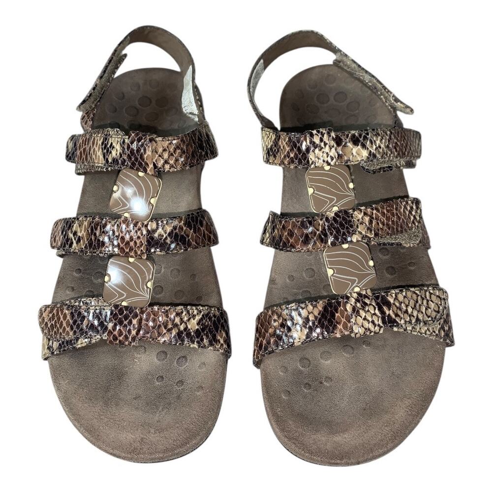 Vionic Amber Sandal Snakeskin Pattern Strappy Summer Sandal Adjustable US Size 7